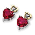   earrings Sterling Silver & 14K Crimson Red Topaz and Diamond Earrings