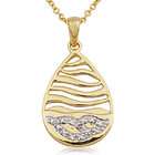   Gold Over Sterling Silver and Diamond Accent Textured Teardrop Pendant