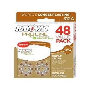  Rayovac Proline Size 312 Hearing Aid Batteries, 48 Pack 