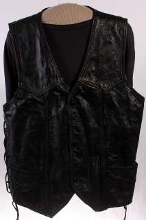   PERFORATED LEATHER BIKER/MOTORCYCLE VEST sz L MADE IN MEXICO  