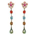 Michal Negrin Dangle Earrings with Hand Painted Flowers and Multicolor 