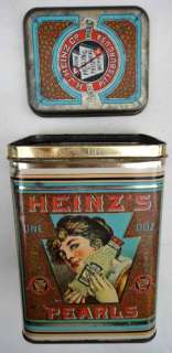 antique HEINZS PEARLS ONE DOZ. KEYSTONE CHEINCO tin  