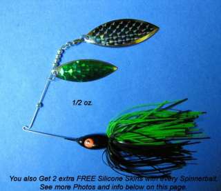 oz. Spinner Bait Black / Lime fishing lure bass R  