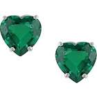 Amour 10K Gold Heart Shaped Created Emerald Earrings