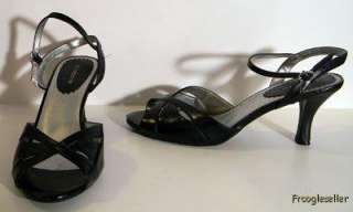 Liz Claiborne womens open toe slingback heels shoes 9 M black leather 