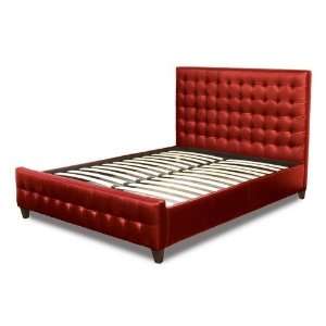  Diamond Sofa Zen Bonded Leather Tufted Bed in Red   Queen 