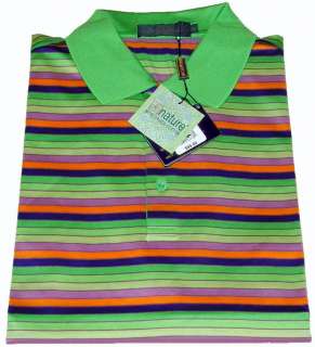   NWT M Cotton Short Sleeve Mens Golf Polo Shirt Colorful Stripes  
