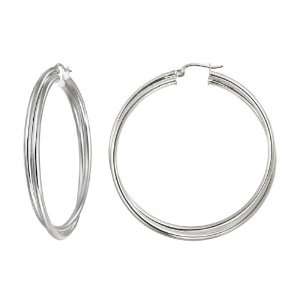   Medium Double Twist Click Top Hoop Earrings (1.8 Diameter) Jewelry