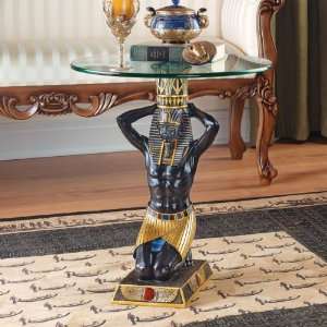    Tuts Faithful Nubian Guard Glass Topped Table: Home & Kitchen