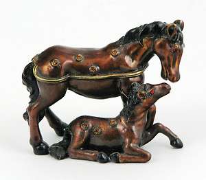 Bejeweled Horse Trinket Box   Mare and Foal  