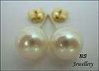   Sea Cultured Pearl 10mm Stud Earrings Top Grading 14K Yellow Gold