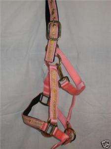 NEW PINK H/S NYLON HALTER WITH GOLD (I LOVE MY HORSE)  