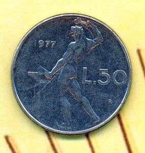   50 R Lire Republica Italia, Italy, Italian, coin, old currency  