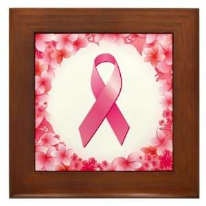  Framed Tile Cancer Pink Ribbon Flower 