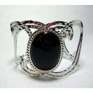  Black and Silver Swirl Cuff Bracelet 