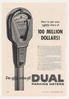 1955 Dual Single Parking Meter Photo Print Ad  