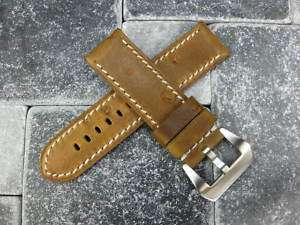 24mm NEW MOON COW LEATHER STRAP Band for PANERAI Brown  