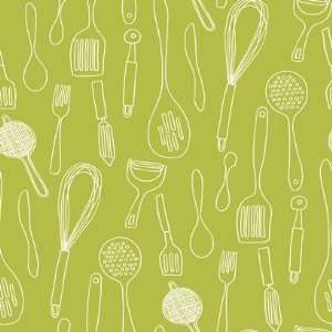  Kitchen Contours Green Wallpaper in Bistro 750