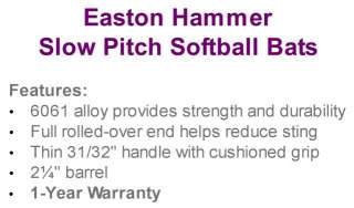 Easton Hammer SLOWPITCH SoftballBat 31,, 34  