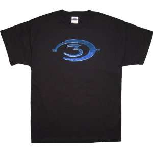  Halo Blue Circle 3 Black Mens T Shirt: Sports & Outdoors