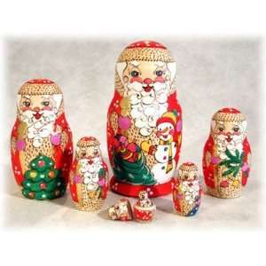  Woodburned Father Frost Doll 7pc 8 