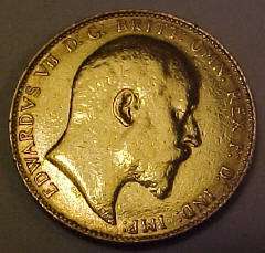 BRITISH KING EDWARD 7th FULL GOLD SOVEREIGN 1909   IN BRIGHT V.GOOD 