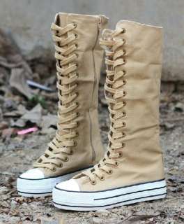 New Women Punk EMO Rock boots shoe sneaker knee high YTJM 01  