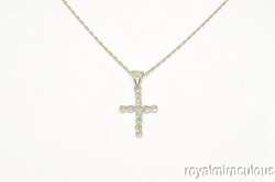 Diamond Cross Necklace 14K White Gold  