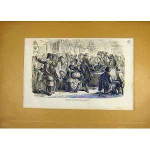  1853 Goose Club Phiz Raffle Old Print Sketch People