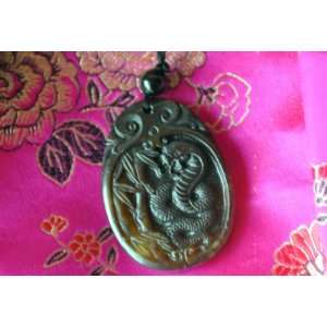  Vintage Inspired Old Jade Carved Dragon Pendant Necklace   Jade 