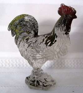 Glass Rooster Vintage Figure Figurine Highly Detailed  