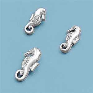  Silver Seahorse Pendant and Earrings Set with Clear CZ Jewelry