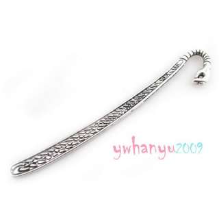 Tibetan Silver Tone Alloy Beading Bookmark Findings 120mm 124mm Carved 