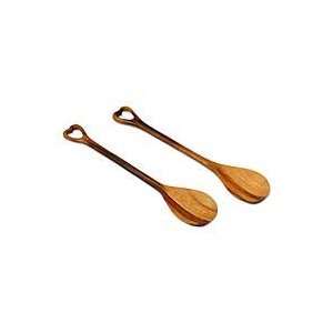 NOVICA Wood serving spoons, Heart of Maya (pair) 