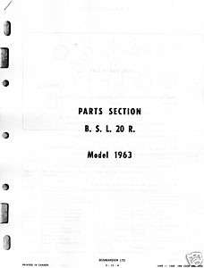 1963 SKI DOO SNOWMOBILE B. S. L. 20 R. PARTS MANUAL  