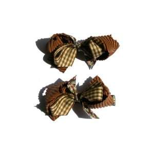   One Pair of Ribbon Mix Bow Baby Girl & Toddler Hair Clip (Brown): Baby