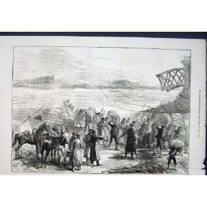  War Spain Ebro Castijon Crossing Old Print 1875