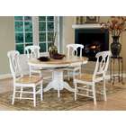 Coaster 5pc White and Natural Maple Oval Dining Table Set