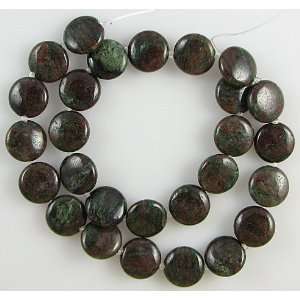  14mm red green garnet coin disc beads 16 strand