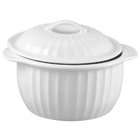 HIC Porcelain HIC 64 Ounce Lidded Round Casserole Dish, White