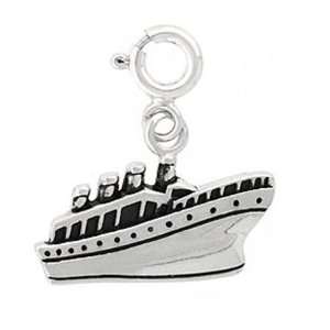  Sterling Silver Oxidized Boat Charm Jewelry