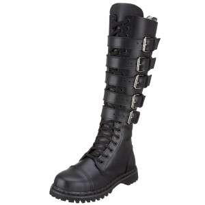 DEMONIA GRAVEL 20 Punk Gothic Leather Mens Knee Lace Up Boots  