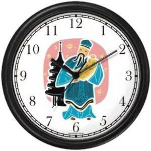  Confucius Wall Clock by WatchBuddy Timepieces (Black Frame 
