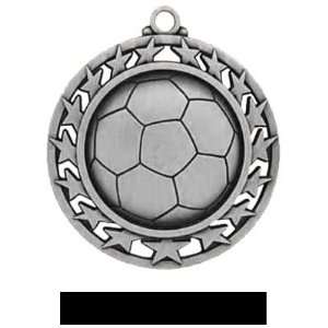 Hasty Awards Custom Soccer Medal 440S SILVER MEDAL/BLACK RIBBON 2.5