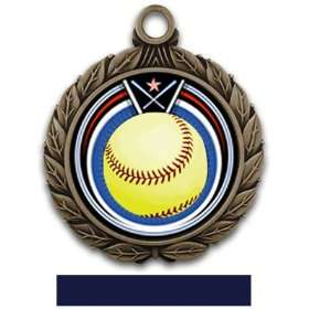  Custom Hasty Awards 2.75 Softball Eclipse Insert Medals BRONZE/NAVY 