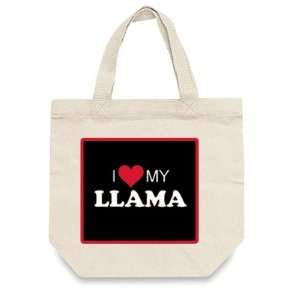  I Love My Llama   Natural Canvas Mini Tote Bag (8 X 8.75 