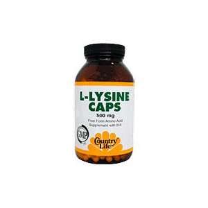  L Lysine 500 mg w/B 6 50 Vegicaps, Country Life Health 