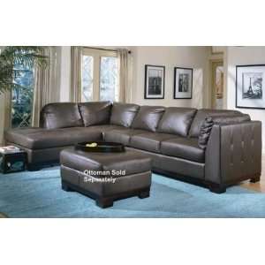   Tufton Contemporary 100% Brown Leather Sectional Sofa: Home & Kitchen