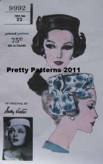 SEXY Vintage SALLY VICTOR Modified PILL BOX HAT Fabric Pattern by 