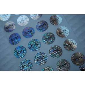  Sequentially Numbered Round Hologram Labels .625   Tamper 